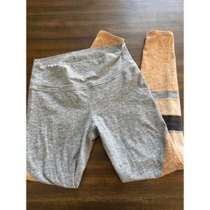 Alo Yoga High Waist Colorblock Leggings Heathered Grey Tan Black